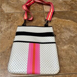 Stylish White and Pink Crossbody Bag
